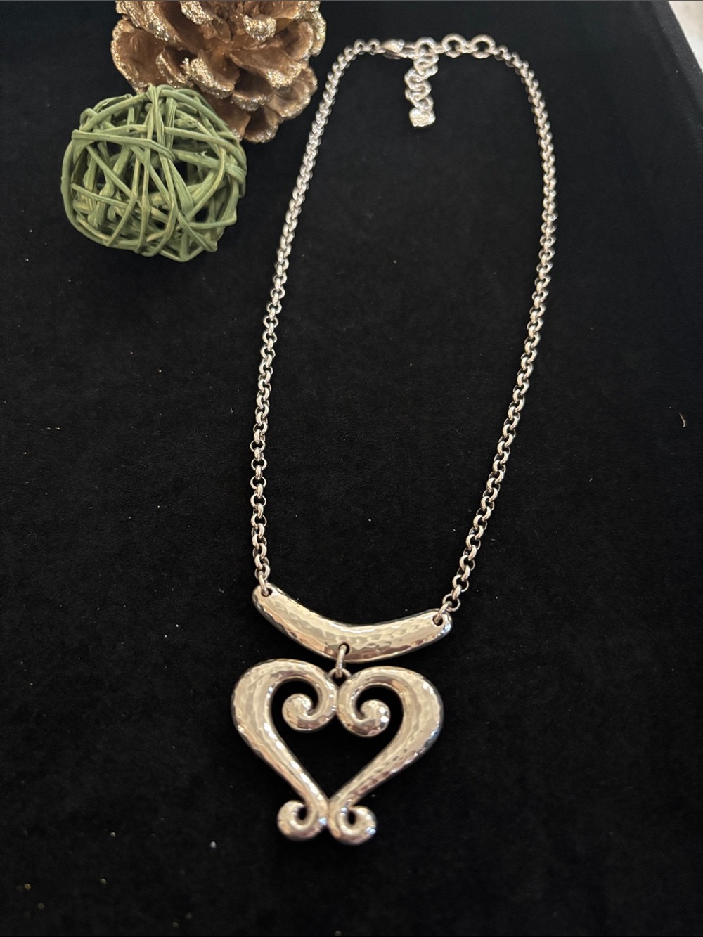 Brighton Hammered Heart Silver Tone Pendant Necklace